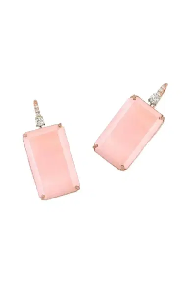 IRENE NEUWIRTH JEWELRY Pink Opal Diamond Rectangle Hook Earrings | Thumbnail 1