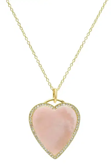 Jennifer Meyer Pink Opal Large Inlay Heart Necklace | Thumbnail 1 Jennifer Meyer Pink Opal Large Inlay Heart Necklace | Thumbnail 1