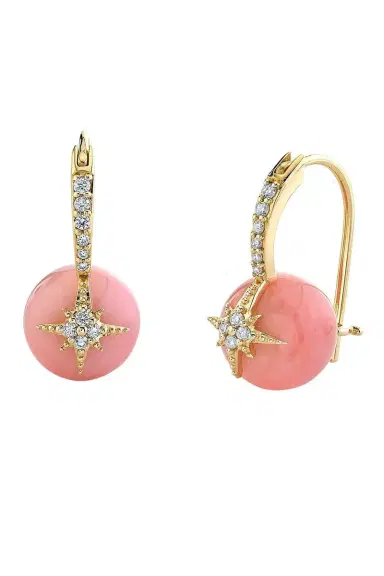 Sydney Evan Pink Opal Mini Starburst Earrings | Thumbnail 1