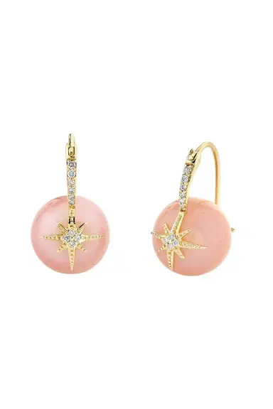Sydney Evan Pink Opal Starburst Earrings | Thumbnail 1