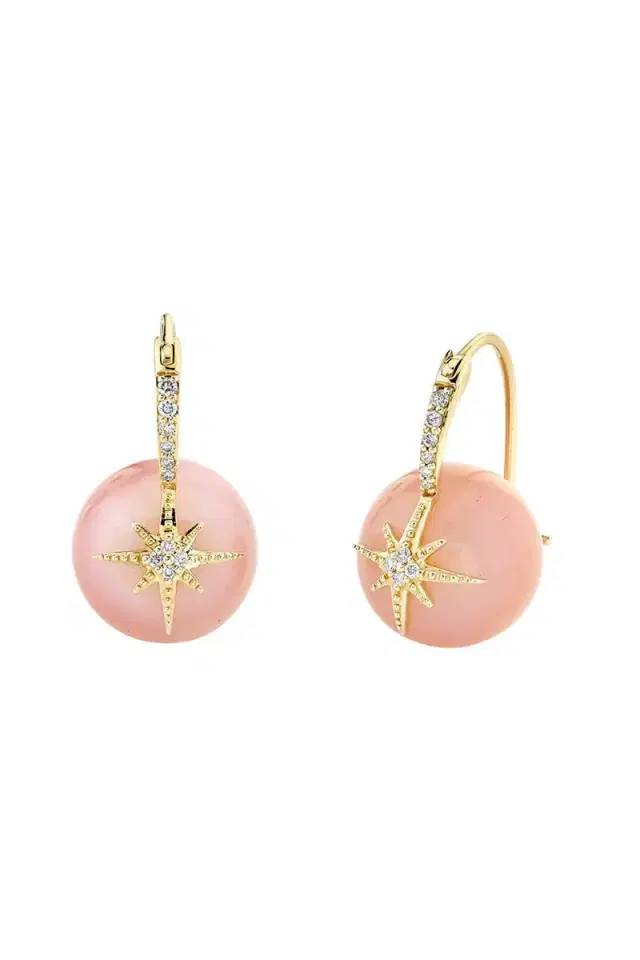 Sydney Evan Pink Opal Starburst Earrings