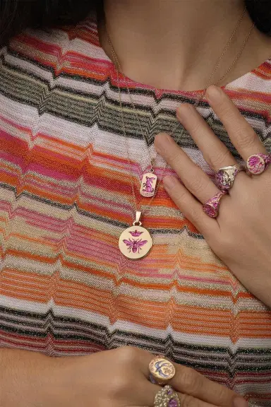 CASTRO SMITH Pink Queen Bee Pendant Necklace | Thumbnail 4