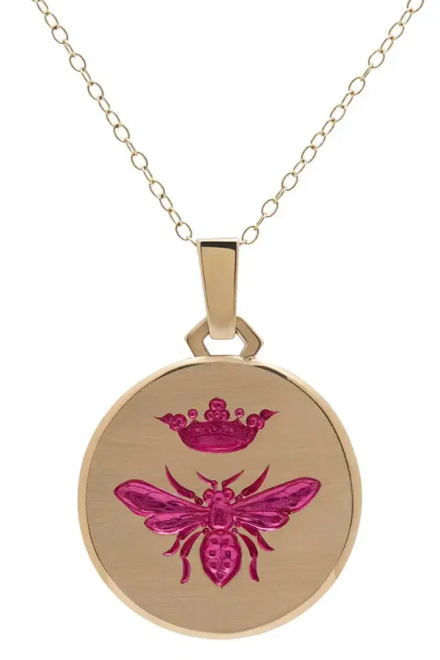 CASTRO SMITH Pink Queen Bee Pendant Necklace