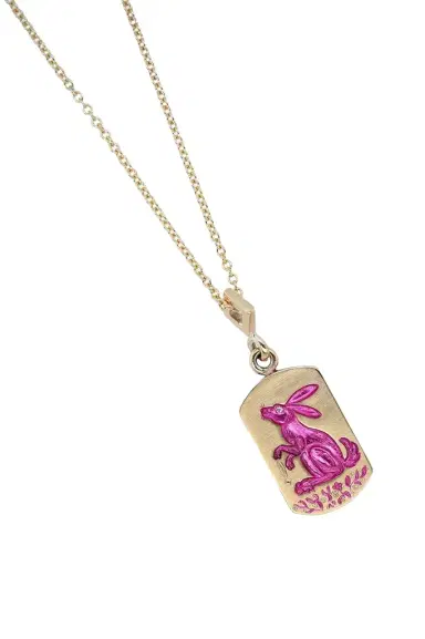 CASTRO SMITH Pink Rabbit Pendant Necklace | Thumbnail 1