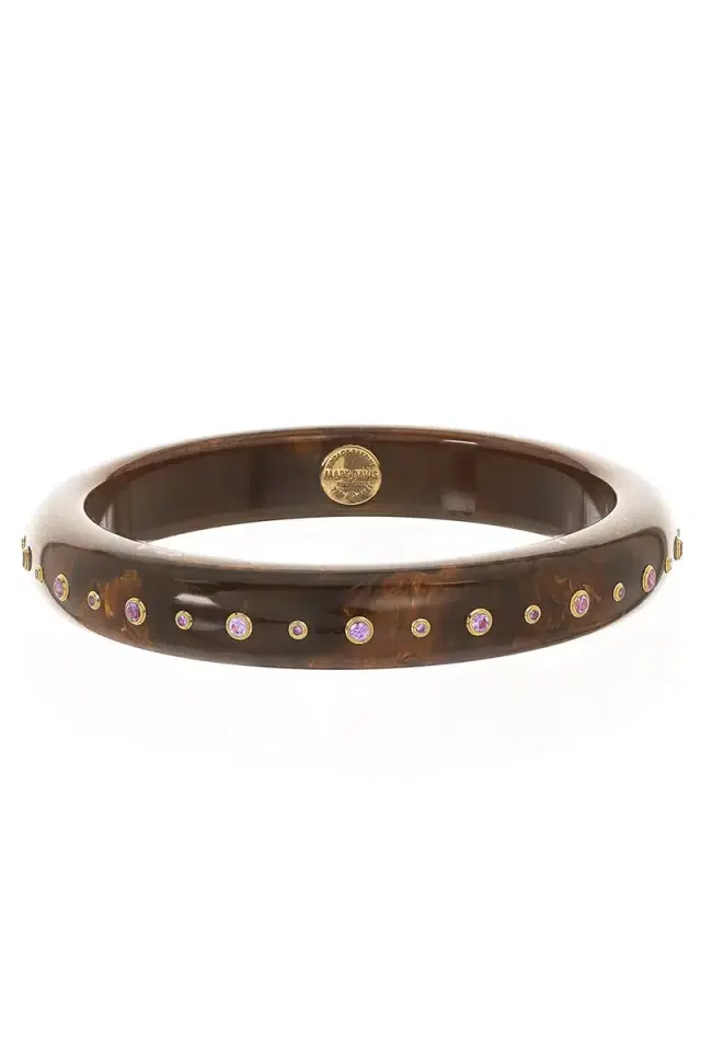 MARK DAVIS Pink Sapphire Brown Bakelite Bangle