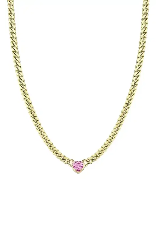LOGAN HOLLOWELL Pink Sapphire Cuban Chain Choker Necklace