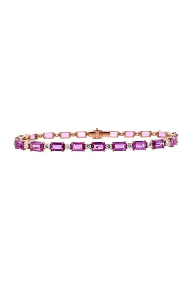 Bayco Pink Sapphire Diamond Bracelet