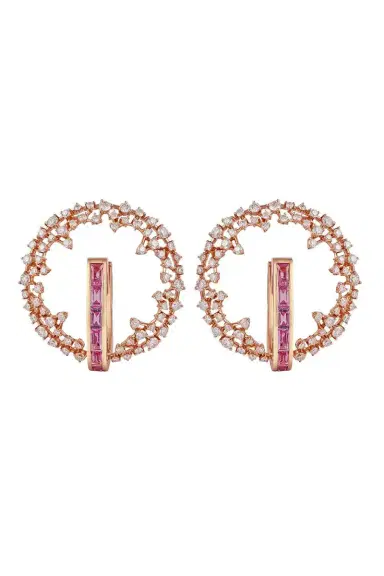 Ananya Pink Sapphire Diamond Scatter Earrings | Thumbnail 1