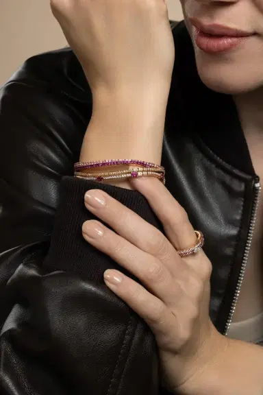 ROBERTO DEMEGLIO Pink Sapphire Extensible Stretch Bracelet | Thumbnail 3