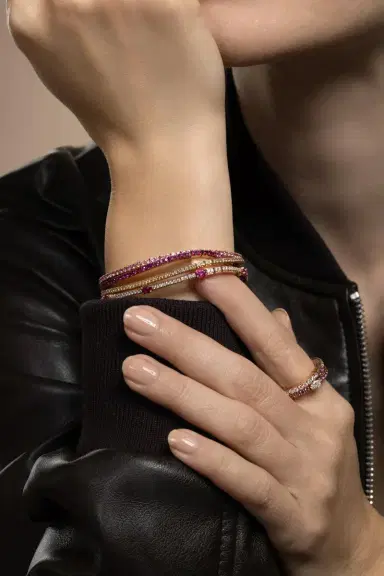 ROBERTO DEMEGLIO Pink Sapphire Extensible Stretch Bracelet | Thumbnail 4