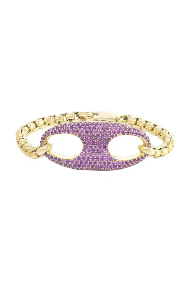 Jenna Blake Pink Sapphire Nautical Link Bracelet