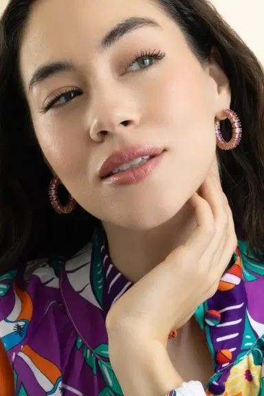 GOSHWARA Pink Sapphire Oval Hoop Earrings | Thumbnail 4 GOSHWARA Pink Sapphire Oval Hoop Earrings | Thumbnail 4