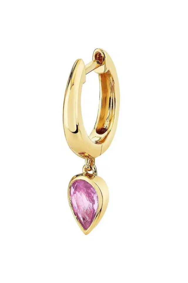 SHAY JEWELRY Pink Sapphire Pear Drop Huggie Earring