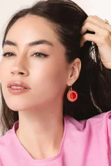 MARK DAVIS Pink Sapphire Red Bakelite Earrings | Thumbnail 3 MARK DAVIS Pink Sapphire Red Bakelite Earrings | Thumbnail 3