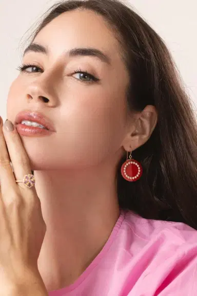 MARK DAVIS Pink Sapphire Red Bakelite Earrings | Thumbnail 4 MARK DAVIS Pink Sapphire Red Bakelite Earrings | Thumbnail 4