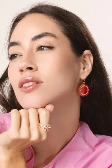 MARK DAVIS Pink Sapphire Red Bakelite Earrings | Thumbnail 5 MARK DAVIS Pink Sapphire Red Bakelite Earrings | Thumbnail 5
