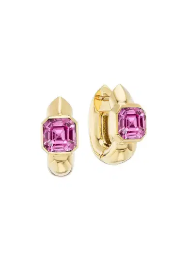 Uniform Object Pink Sapphire Tusk Huggie Earrings | Thumbnail 1