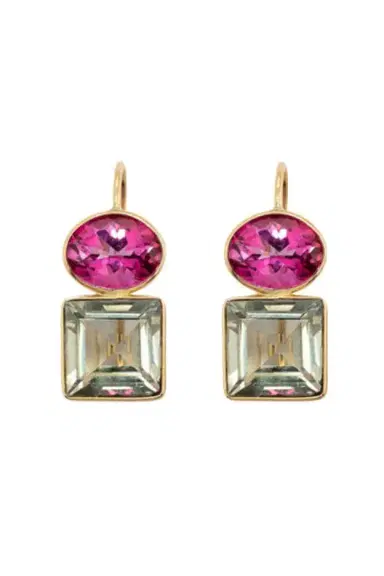 LIZZIE FORTUNATO FINE Pink Topaz Green Amethyst Duo Earrings | Thumbnail 1 LIZZIE FORTUNATO FINE Pink Topaz Green Amethyst Duo Earrings | Thumbnail 1
