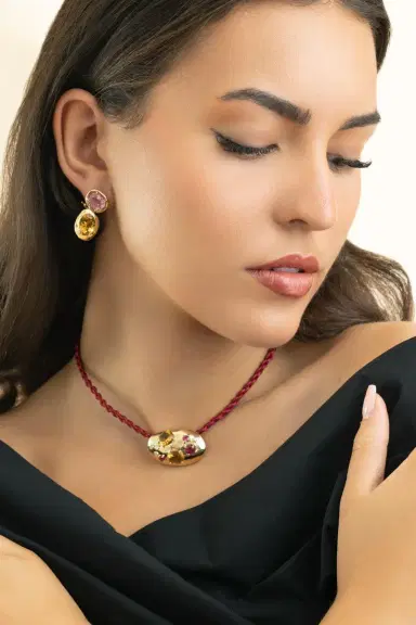 CAROL KAUFFMANN Pink Tourmaline Citrine Rock Class Earrings | Thumbnail 3 CAROL KAUFFMANN Pink Tourmaline Citrine Rock Class Earrings | Thumbnail 3