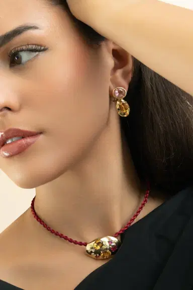CAROL KAUFFMANN Pink Tourmaline Citrine Rock Class Earrings | Thumbnail 4 CAROL KAUFFMANN Pink Tourmaline Citrine Rock Class Earrings | Thumbnail 4