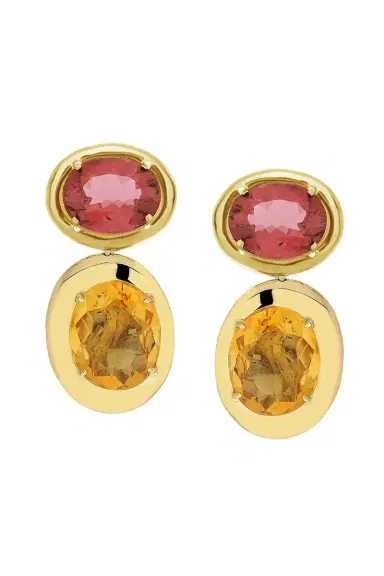 CAROL KAUFFMANN Pink Tourmaline Citrine Rock Class Earrings | Thumbnail 1 CAROL KAUFFMANN Pink Tourmaline Citrine Rock Class Earrings | Thumbnail 1