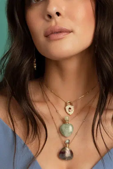 Jacquie Aiche Pink Tourmaline Diamond Lock Pendant Necklace | Thumbnail 2