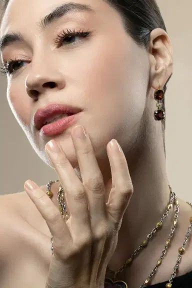 Sylva & Cie Pink Tourmaline Diamond Old Cut Drop Earrings | Thumbnail 2 Sylva & Cie Pink Tourmaline Diamond Old Cut Drop Earrings | Thumbnail 2