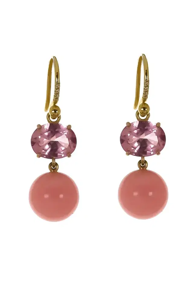 IRENE NEUWIRTH JEWELRY Pink Tourmaline Opal Gumball Earrings