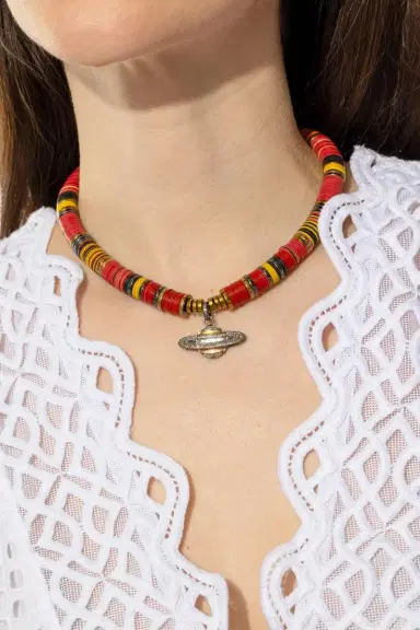 HIJAS DE PUKA PM Red Planet Cognac Diamond African Beaded Necklace | Thumbnail 3
