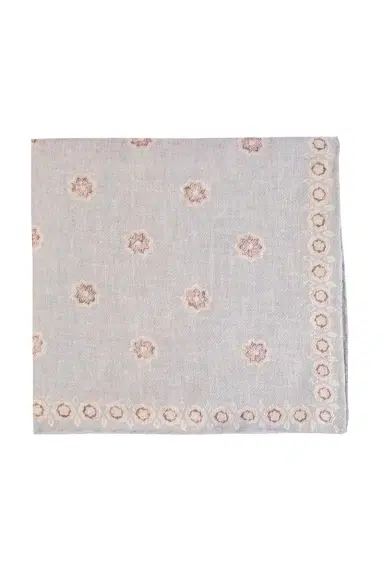ELEVENTY Pocket Square - Grey Maroon Floral | Thumbnail 1