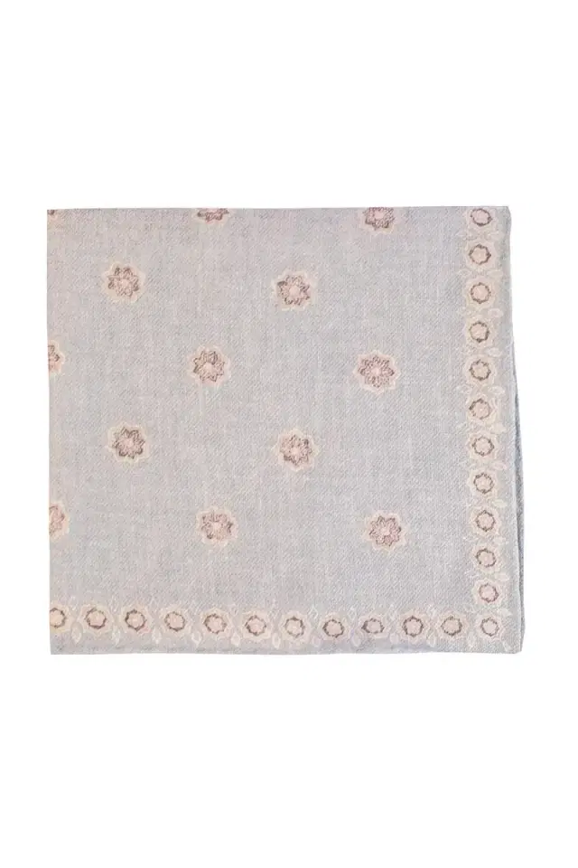 Pocket Square - Grey Maroon Floral