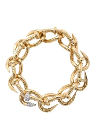 DAVID WEBB Polished Diamond Nail Link Bracelet | Thumbnail 1