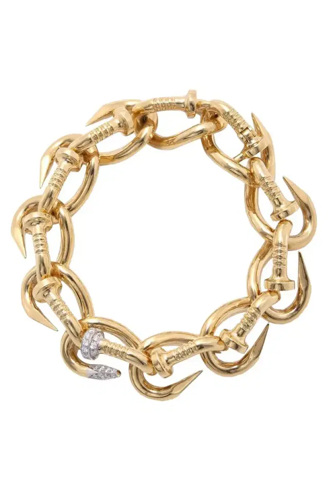 DAVID WEBB Polished Diamond Nail Link Bracelet