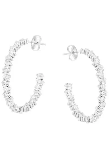 Suzanne Kalan Princess Cut Diamond Hoops | Thumbnail 1 Suzanne Kalan Princess Cut Diamond Hoops | Thumbnail 1