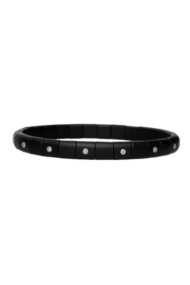 ROBERTO DEMEGLIO Pura Matte Diamond Bezel Black Ceramic Stretch Bracelet | Thumbnail 1