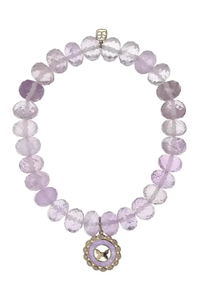 Sydney Evan Purple Amethyst Butterfly Charm Bracelet