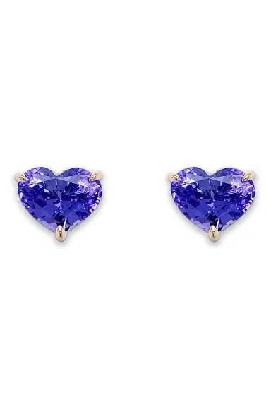 Bayco Purple Sapphire Heart Stud Earrings | Thumbnail 1