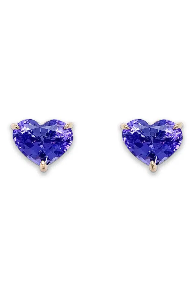 Bayco Purple Sapphire Heart Stud Earrings