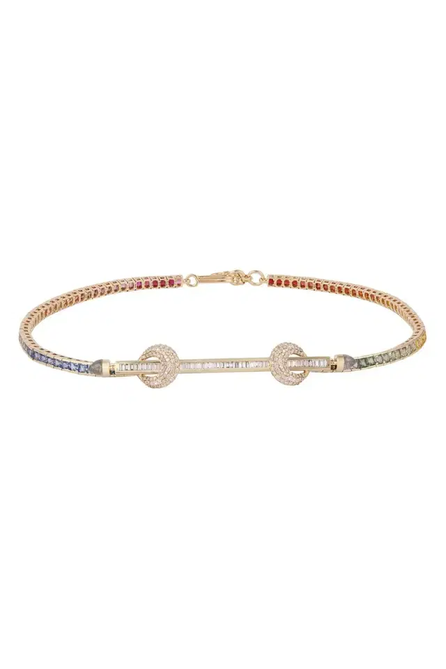 Ananya Rainbow Diamond Chakra Tennis Necklace - Yellow Gold