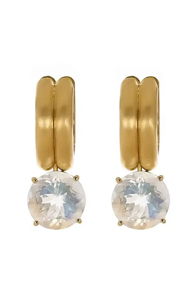 IRENE NEUWIRTH JEWELRY Rainbow Moonstone Double Huggie Earrings