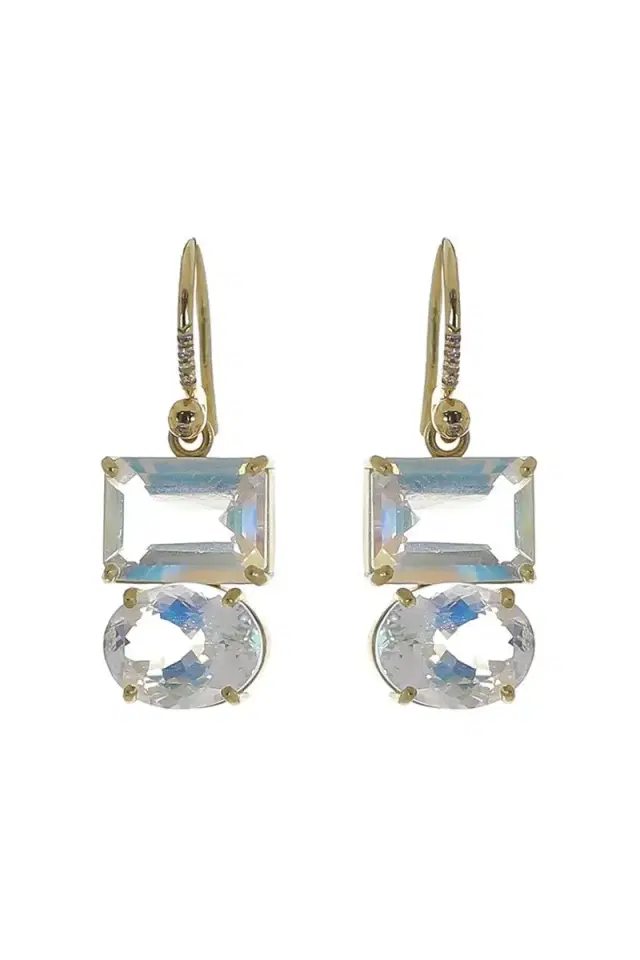 IRENE NEUWIRTH JEWELRY Rainbow Moonstone Gemmy Gem Earrings