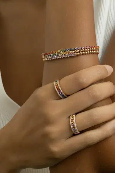 LISA NIK Rainbow Sapphire Beaded Stretch Bracelet | Thumbnail 2 LISA NIK Rainbow Sapphire Beaded Stretch Bracelet | Thumbnail 2