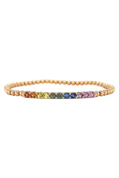 LISA NIK Rainbow Sapphire Beaded Stretch Bracelet | Thumbnail 1 LISA NIK Rainbow Sapphire Beaded Stretch Bracelet | Thumbnail 1