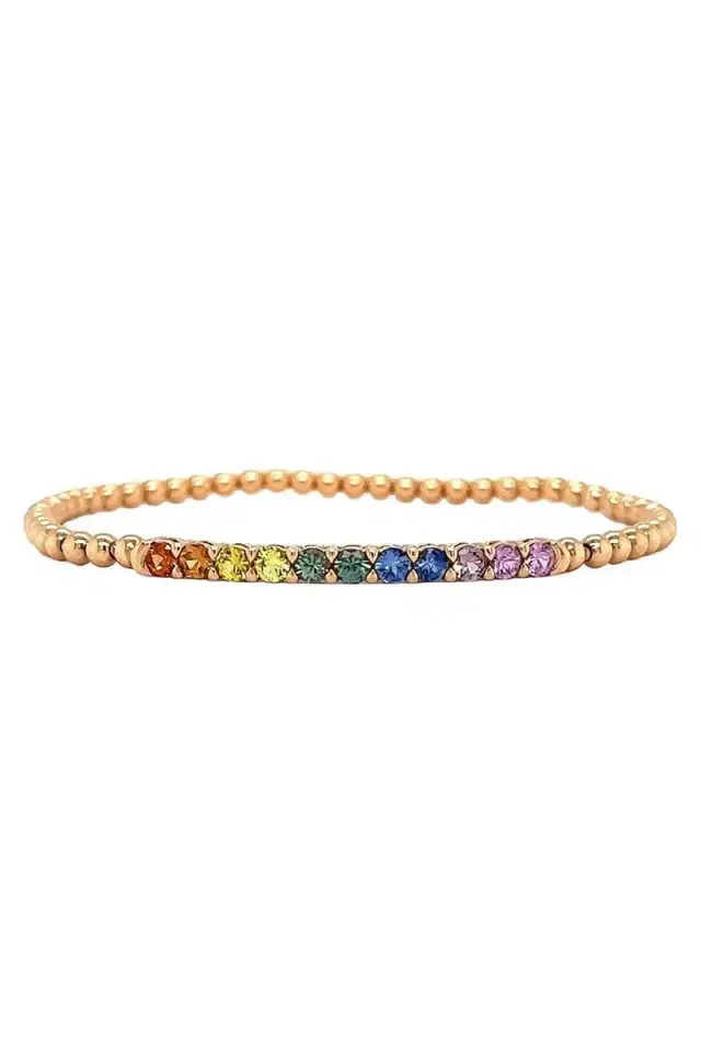 Rainbow Sapphire Beaded Stretch Bracelet