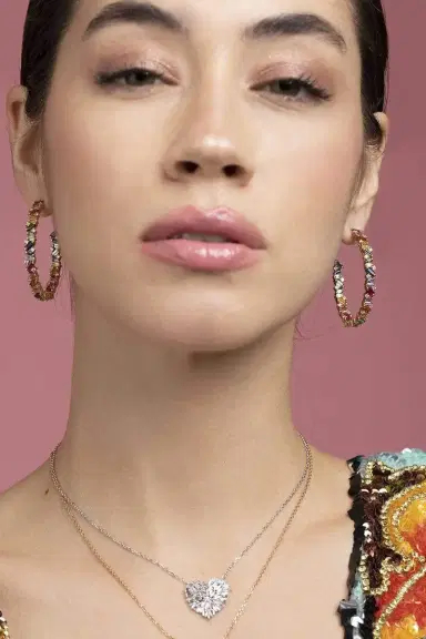 Suzanne Kalan Rainbow Sapphire Hoops - 45mm | Thumbnail 3