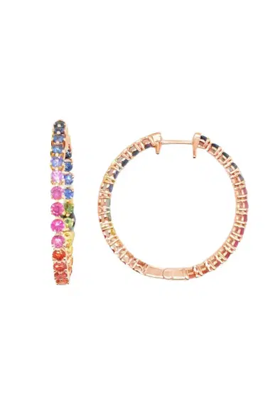 LISA NIK Rainbow Sapphire Inside Outside Hoop Earrings | Thumbnail 1