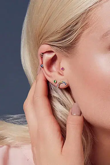 Robinson Pelham Rainbow Sapphire Stud Earring | Thumbnail 2