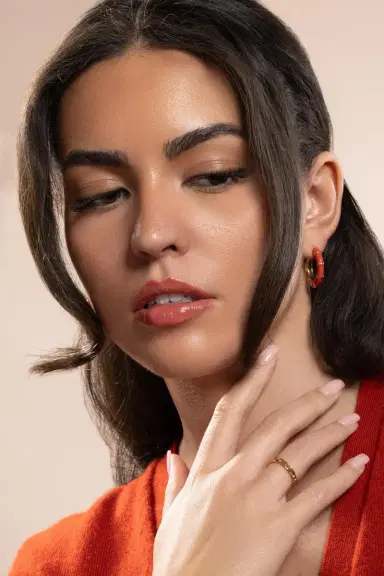 Gas Bijoux Red Bambou Hoop Earrings | Thumbnail 2