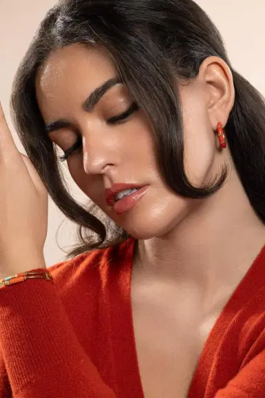 Gas Bijoux Red Bambou Hoop Earrings | Thumbnail 3