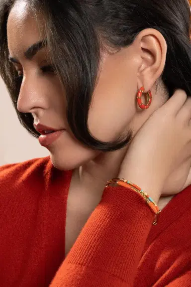 Gas Bijoux Red Bambou Hoop Earrings | Thumbnail 4